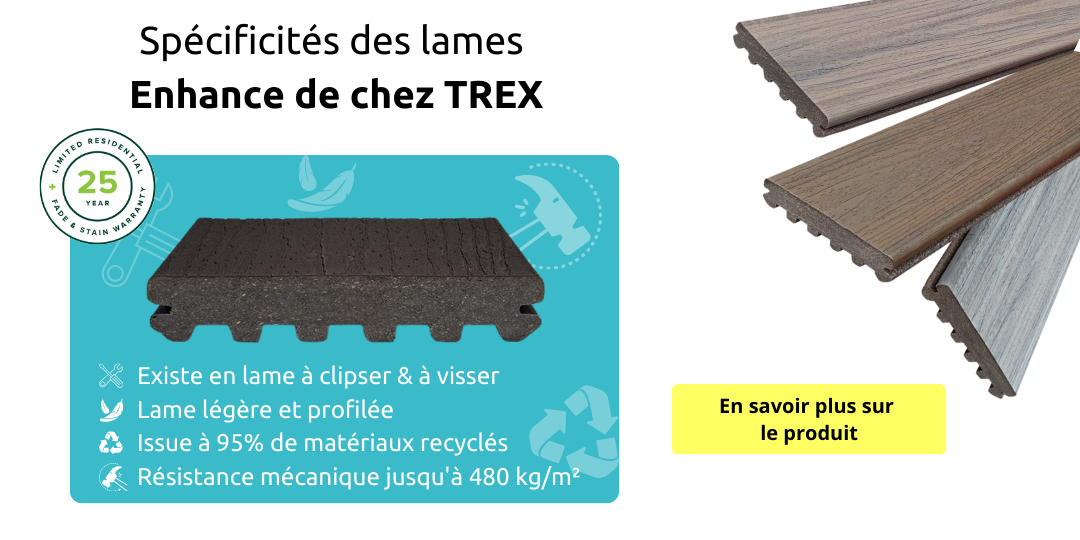 Lames Trex Enhance : légère, profilée, matériaux recyclés.